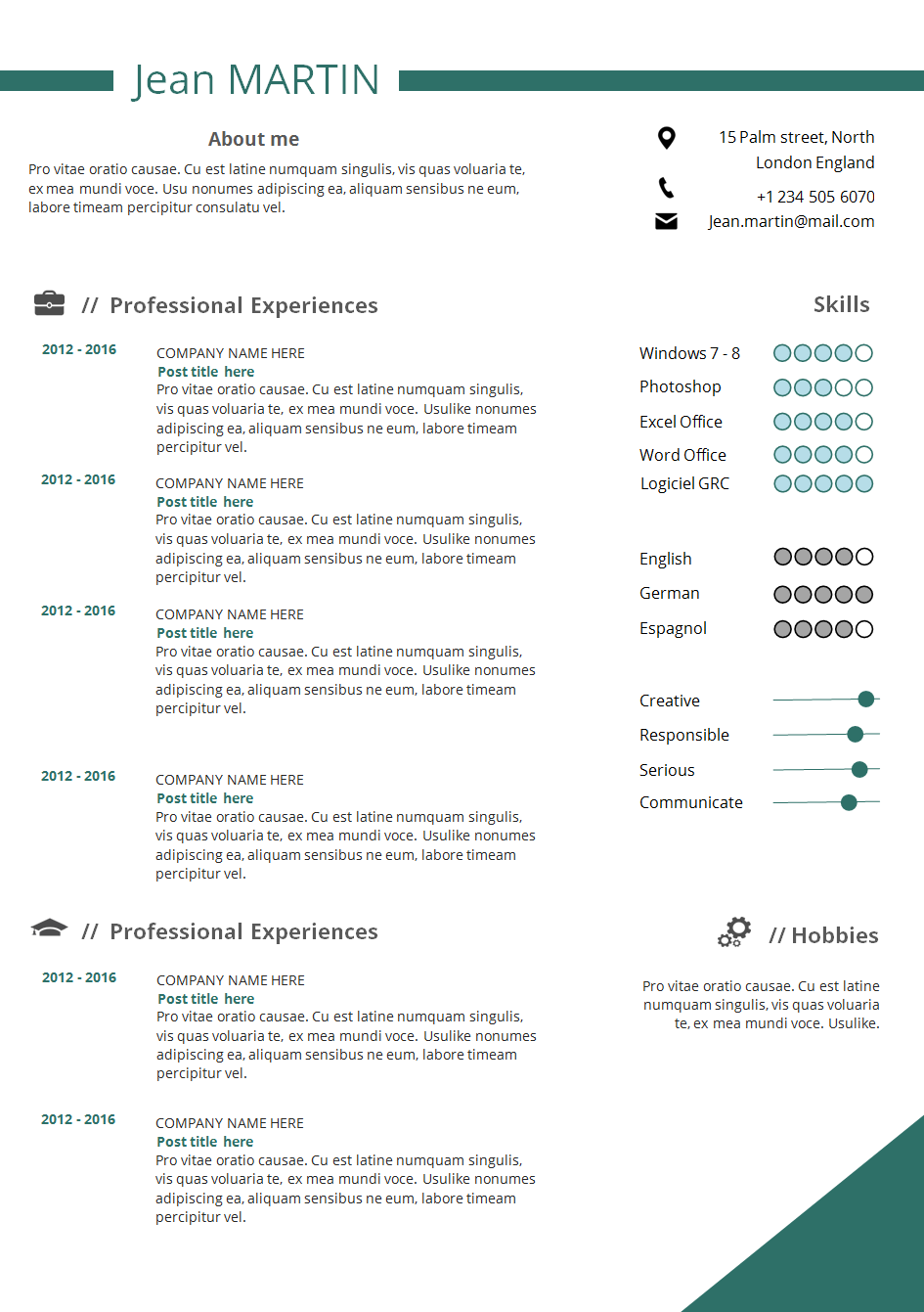 simply teal 2 resume template