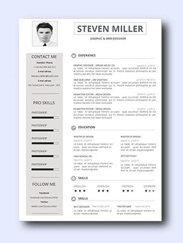 gray light resume template