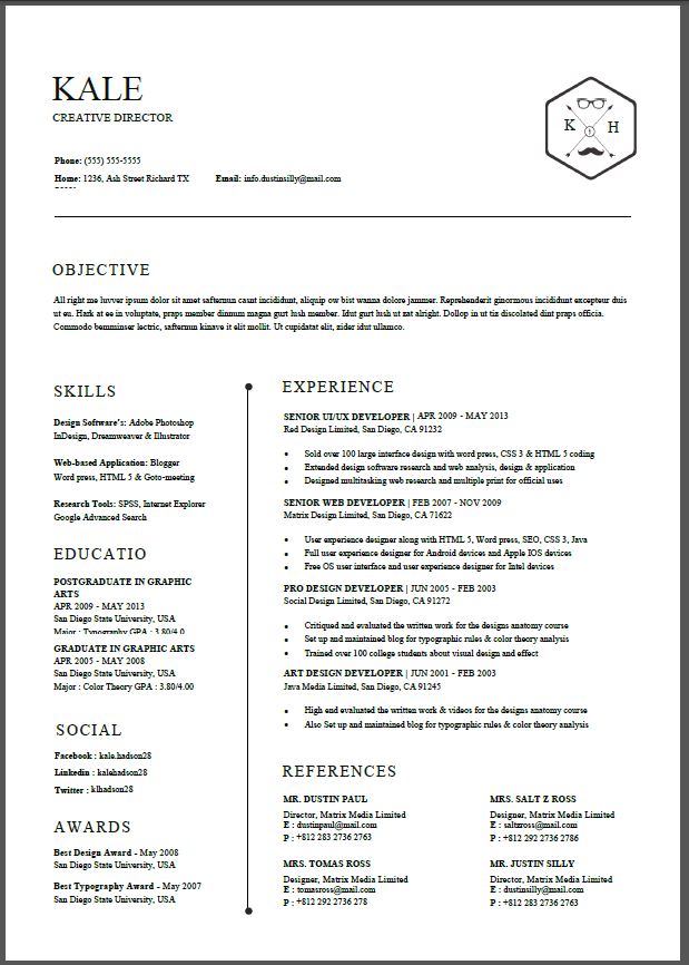 clean hudson resume template
