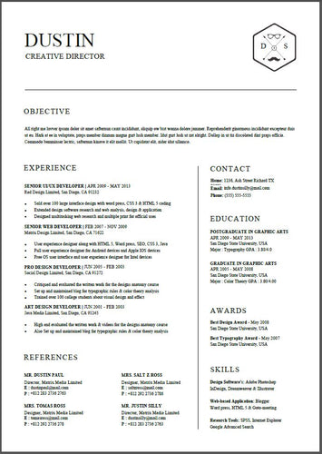 clean silly resume template