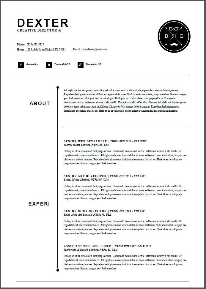 full extent resume template