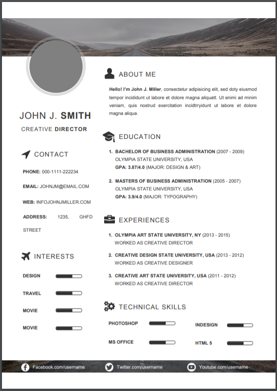 creative job resume template