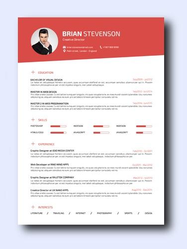 smart red resume template